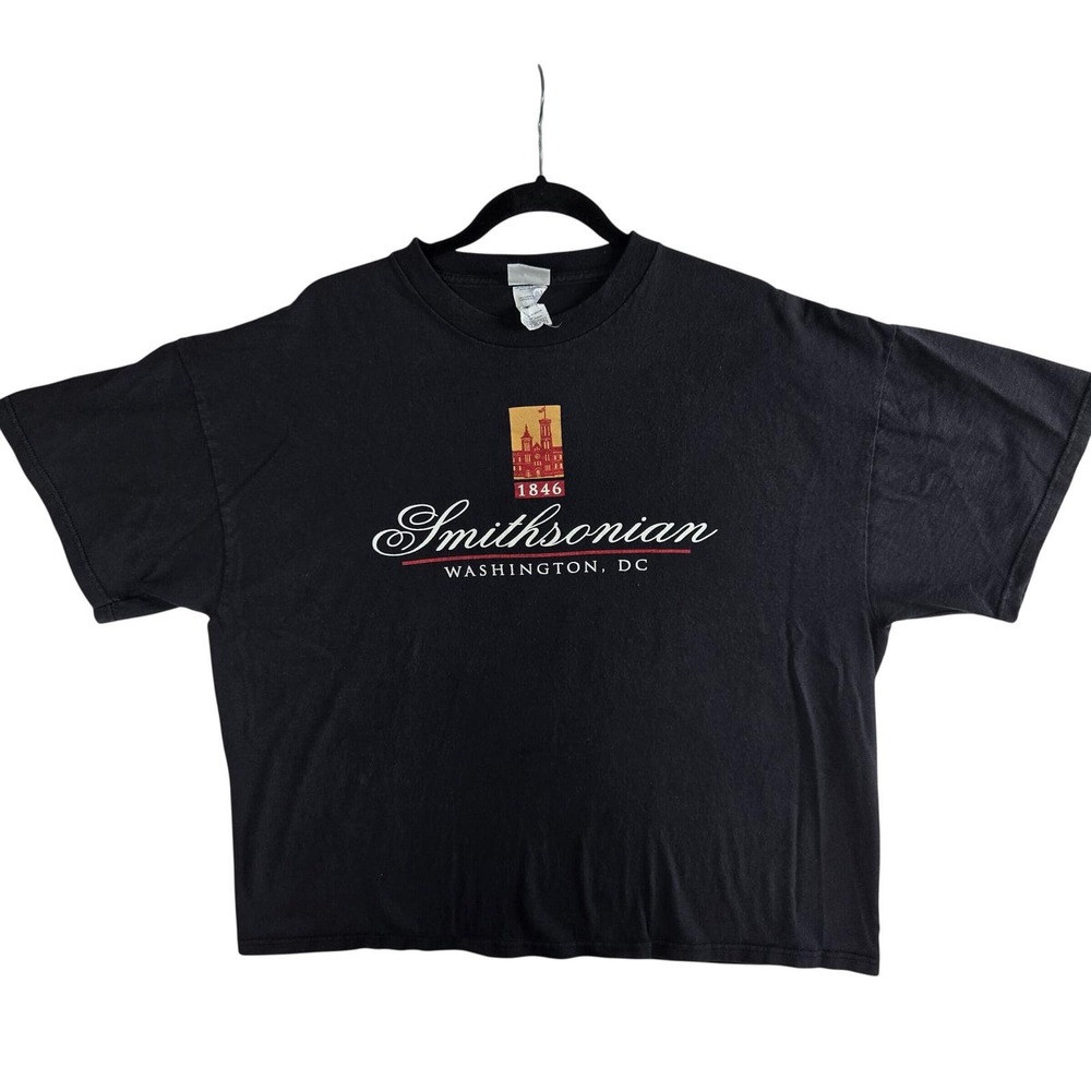 Smithsonian Institution T-Shirt Mens XL Black Vintage Castle Graphic Boxy Tee